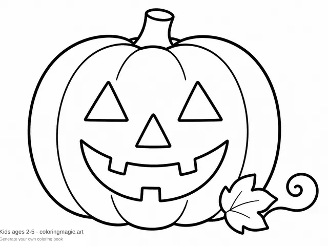 Large smiling jack-o'-lantern Halloween coloring page with bold simple lines for toddlers ages 2 to 5