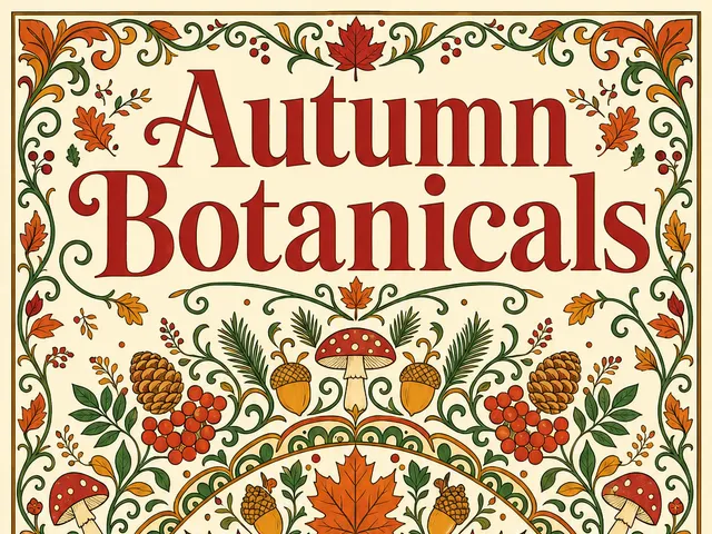 Autumn Botanicals adult coloring book front cover with maple leaf and acorn mandala frame