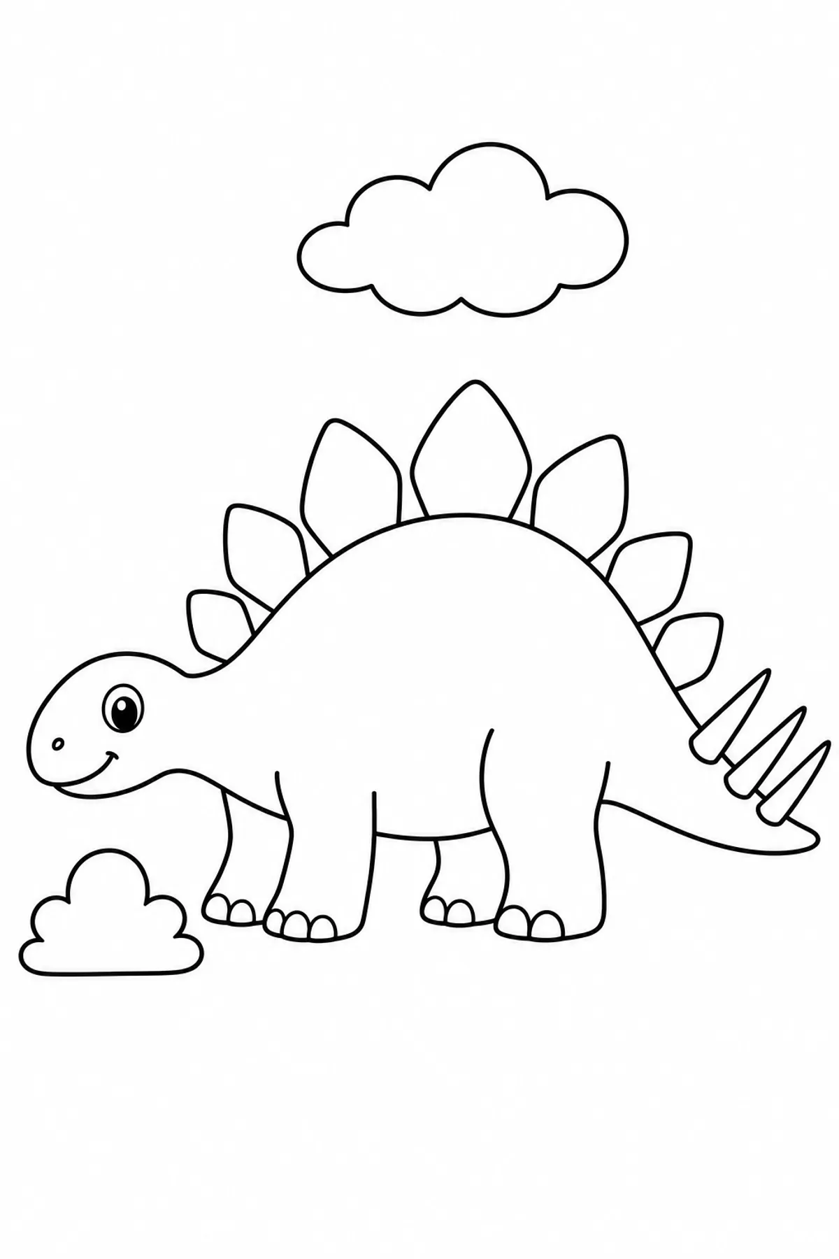 Simple Stegosaurus coloring page with back plates for preschoolers